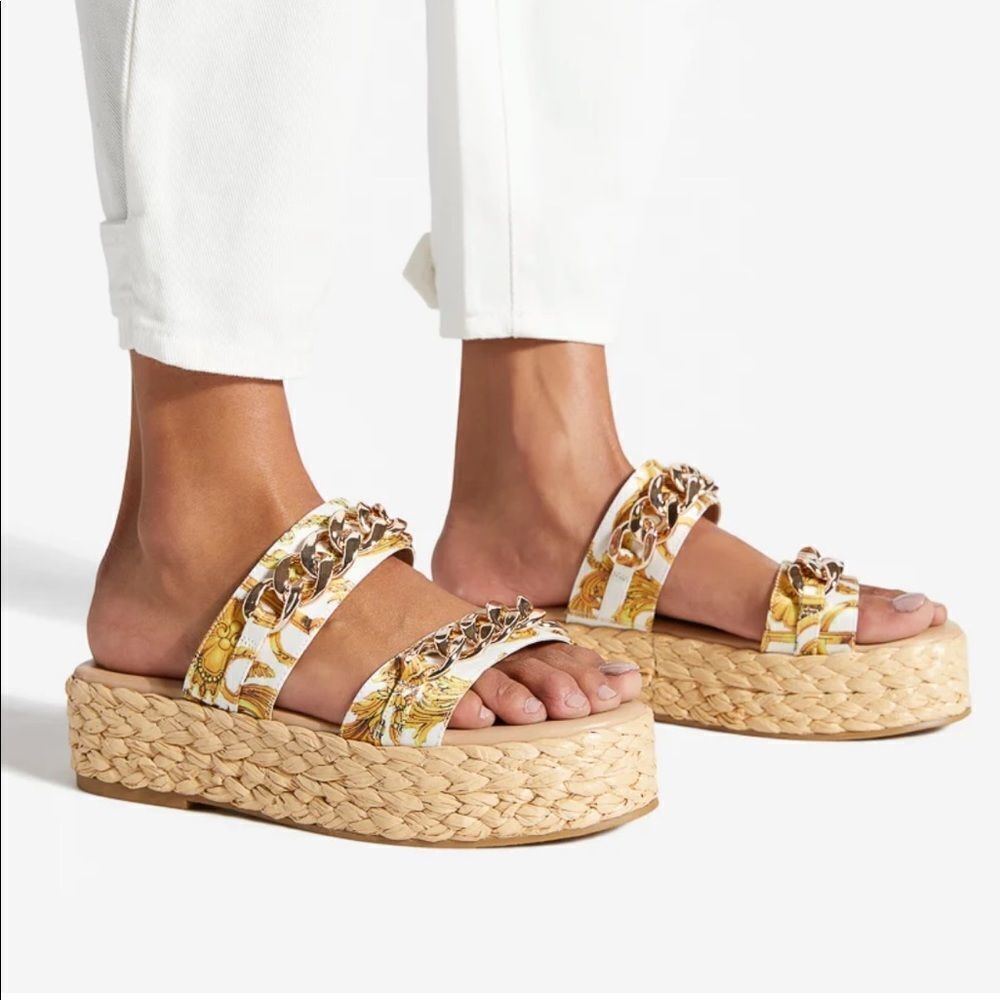 Shoedazzle Dola Platform Sandal‎ Miami White 10 New in Boxes